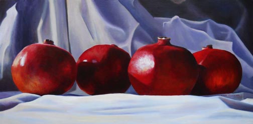 pomegranates oil painting Kat O'Connor
