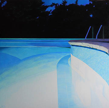 Kat O'Connor nighttime pool oil painting