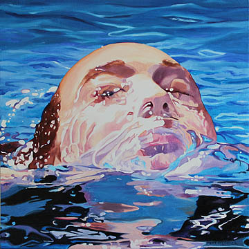 Kat O'Connor water pool figure oil painting
