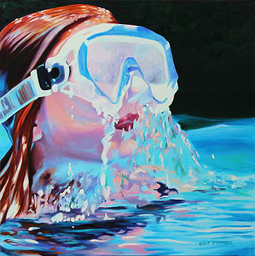 Kat O'Connor Girl goggles water oil painting