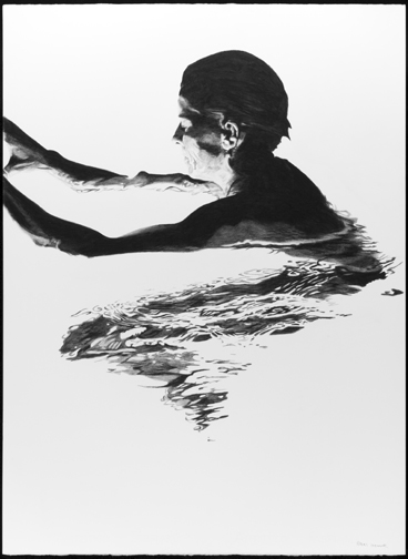 Kat O'Connor conte drawing figure float swim