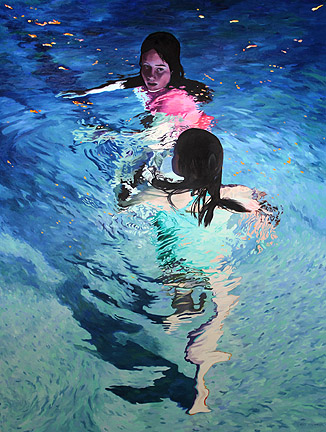 Night Swimming figures oil painting