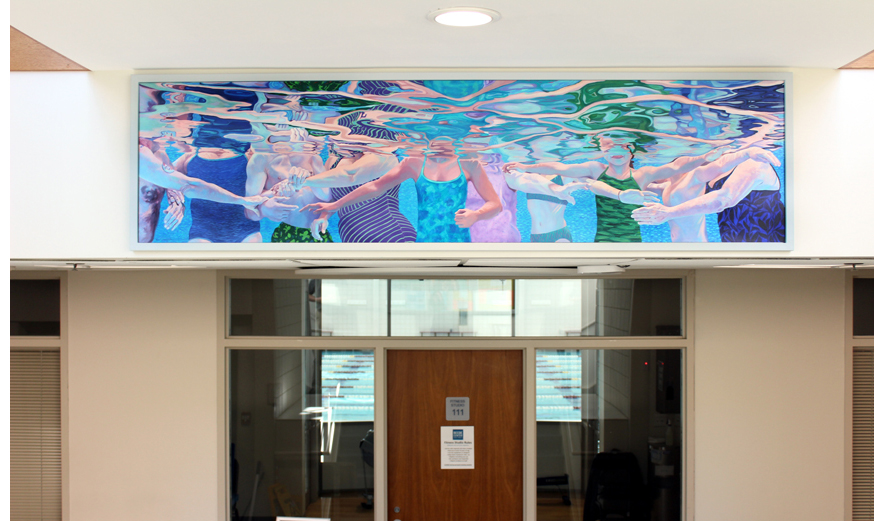 Installation of Kat O'Connor's commissioned painting at Beede Center in Concord, MA