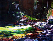 Kat O'Connor pool Sabbaday Falls New Hampshire water rocks acrylic painting