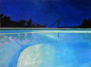 Kat O'Connor nighttime pool acrylic painting