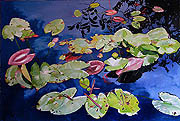 Kat O'Connor water lilypads Florida oil painting