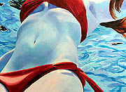 Kat O'Connor oil painting figure red bikini