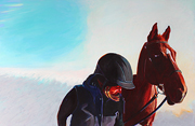 Kat O'Connor, Sun Dog, Woman with Horse, bright sunlight